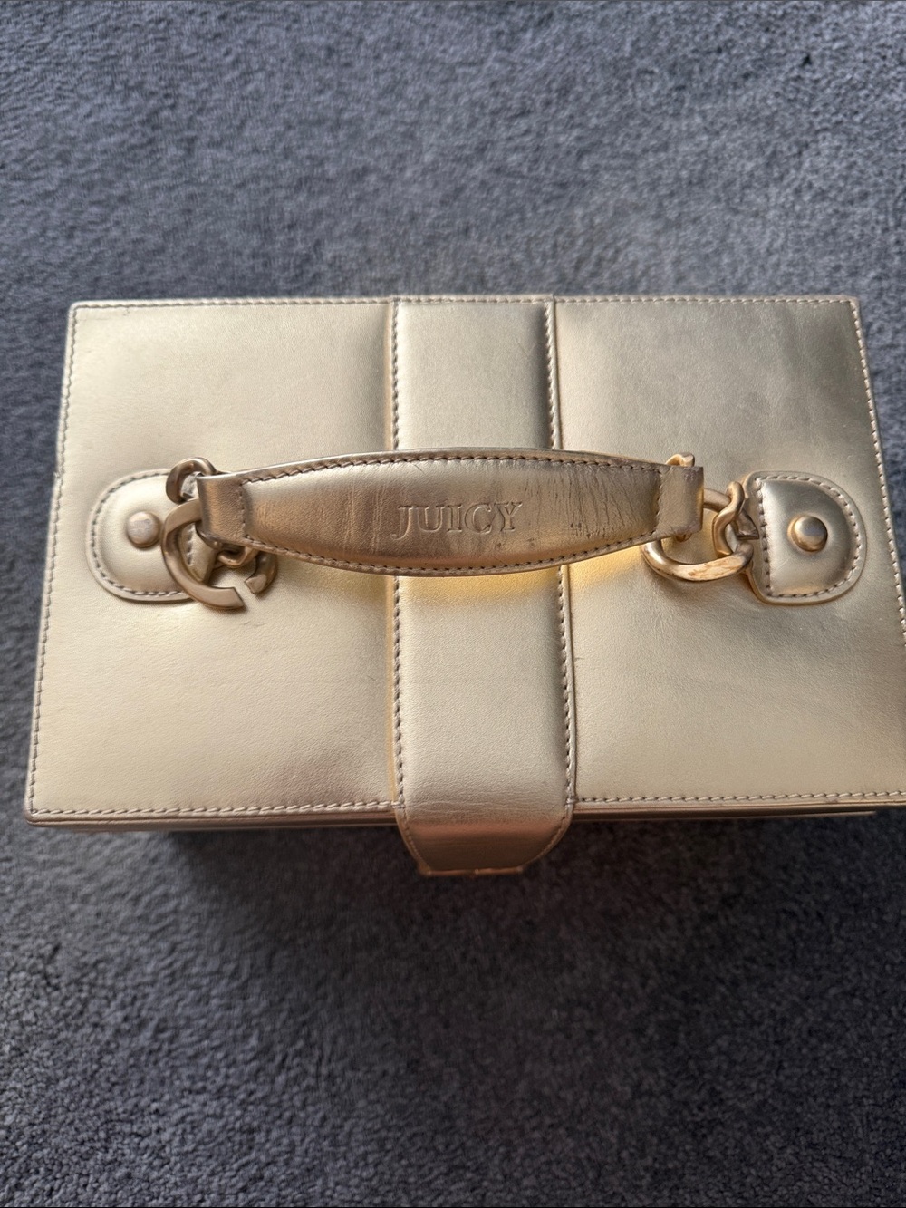 RARE Vintage Juicy Couture Metallic Gold Jewelry Box